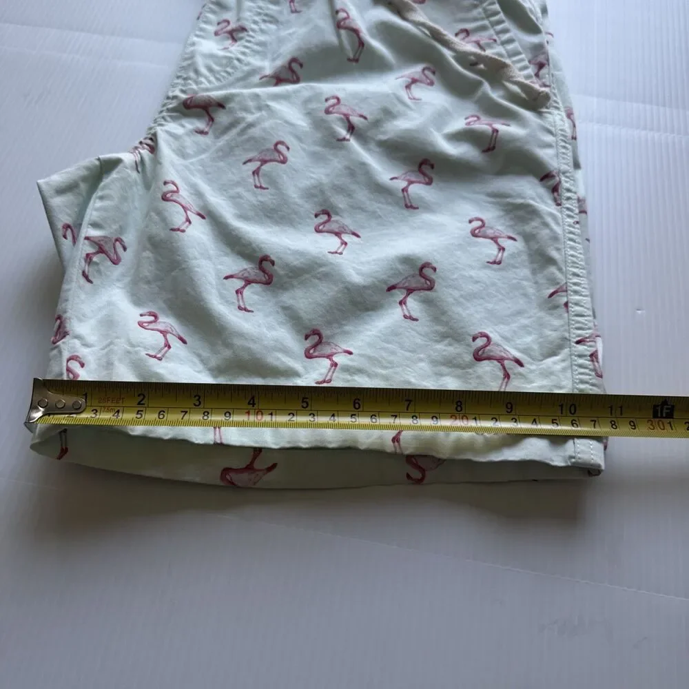 Massive Apparel Men’s Flamingo Print Shorts Size L Mint Green Drawstring Casual